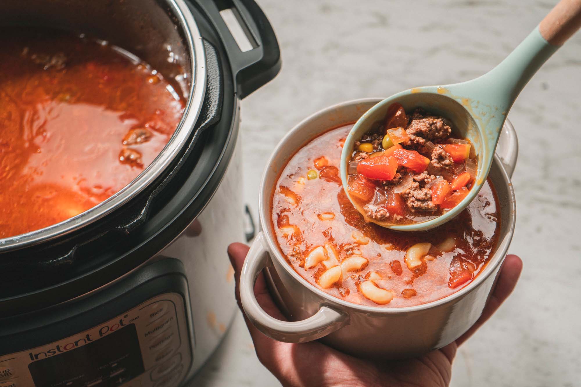 Instant pot hamburger soup with online macaroni